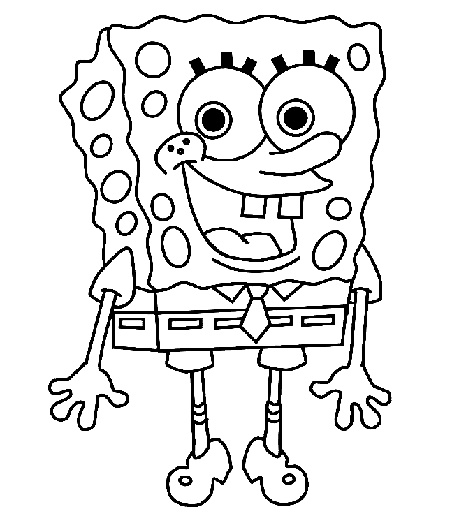 Pagina da colorare di Happy Sponge Bob 1