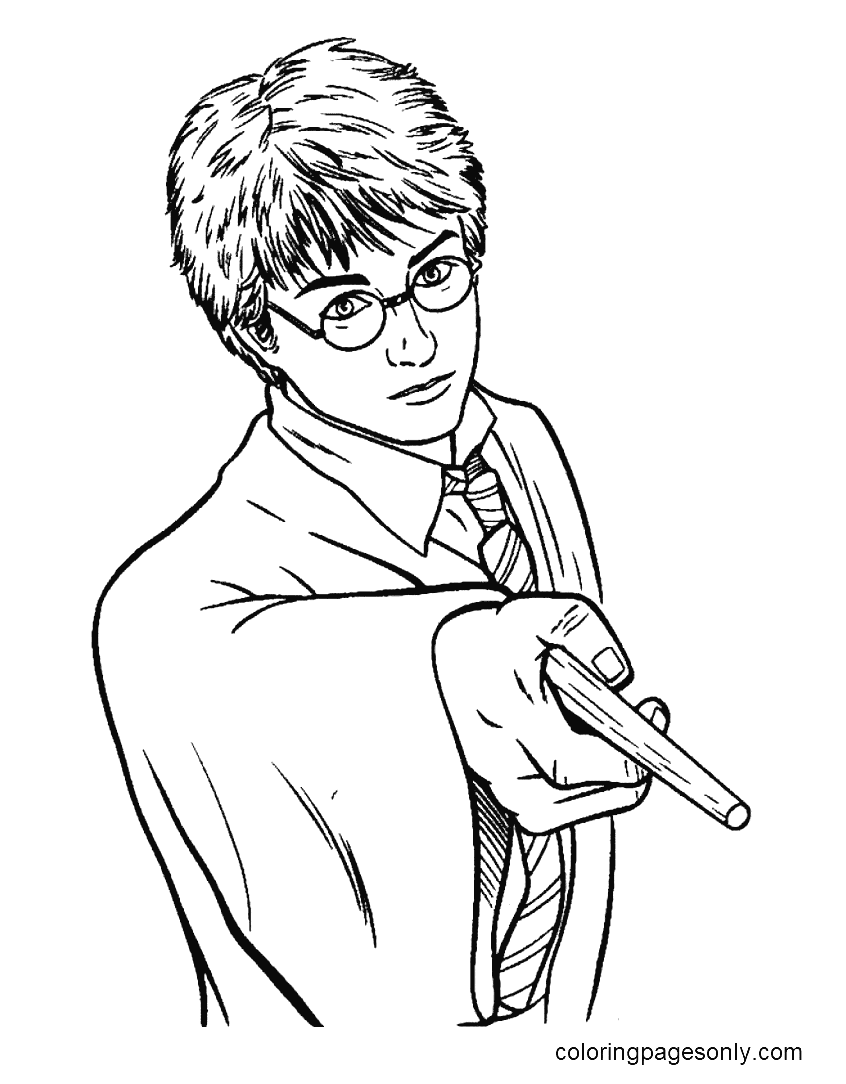 Harry Potter Holding Magic Wand 1 Coloring Page