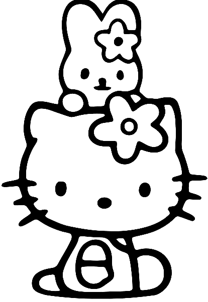 Hello Kitty 小兔子着色页