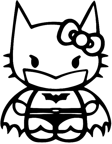 Página para colorir adesivo vinil adesivo Hello Kitty Batman