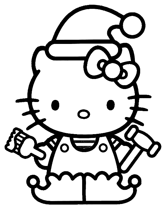 Раскраска Hello Kitty Рождество 2