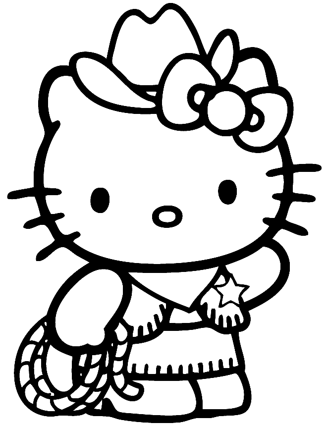 Hello Kitty Country Cowboy Coloring Page