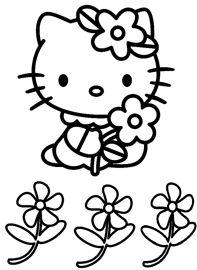 Hello Kitty schattig en bloemen van Hello Kitty