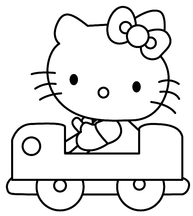 Hello Kitty Drive The Car Coloring Pages