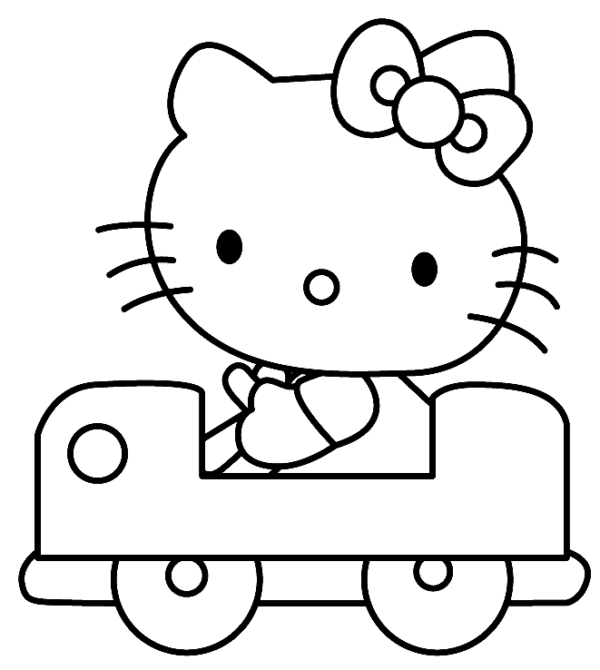 Hello Kitty Bestuur de auto van Hello Kitty