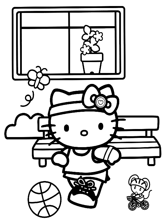 Hello Kitty Football Coloring Page