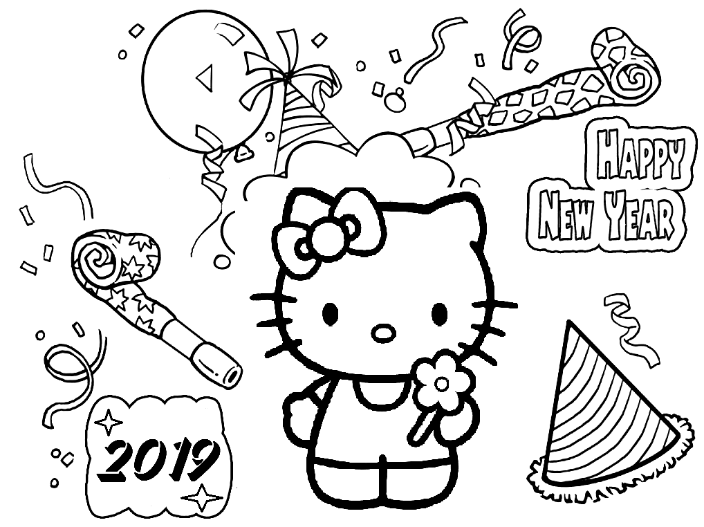 Новогодние раскраски hello kitty. Хелло Китти раскраска. Hello Kitty New year раскраска. Новогодняя Хелло Китти раскраска. Открытка на новый год с Хеллоу Китти.