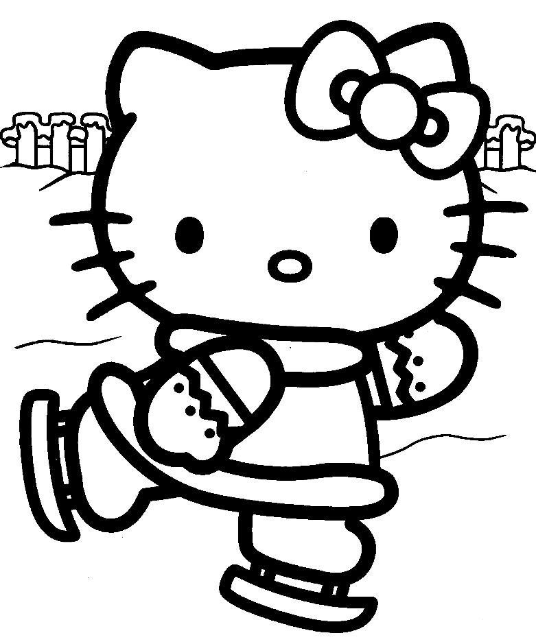 Hello Kitty Patinaje Sobre Hielo Página Para Colorear