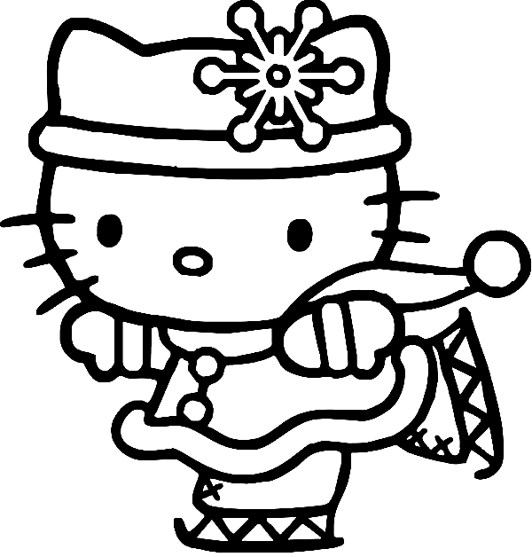 Раскраска Hello Kitty на коньках 1