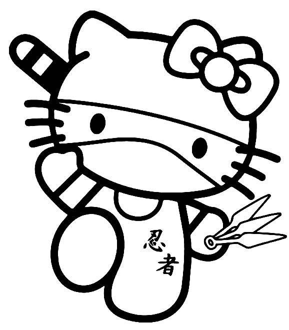 Hello Kitty em Ninja para colorir