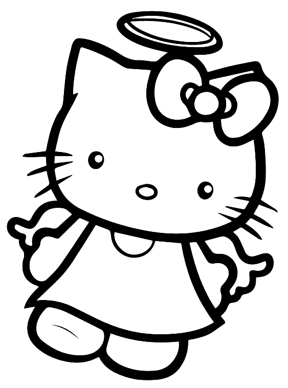 Desenho de Hello Kitty Linda como um anjo para colorir