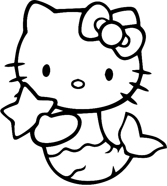 Hello Kitty Mermaid 2 Coloring Page