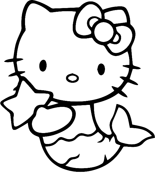 Página para colorir Hello Kitty Mermaid 2