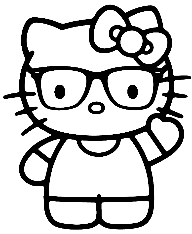 Hello Kitty Nerd Coloring Page