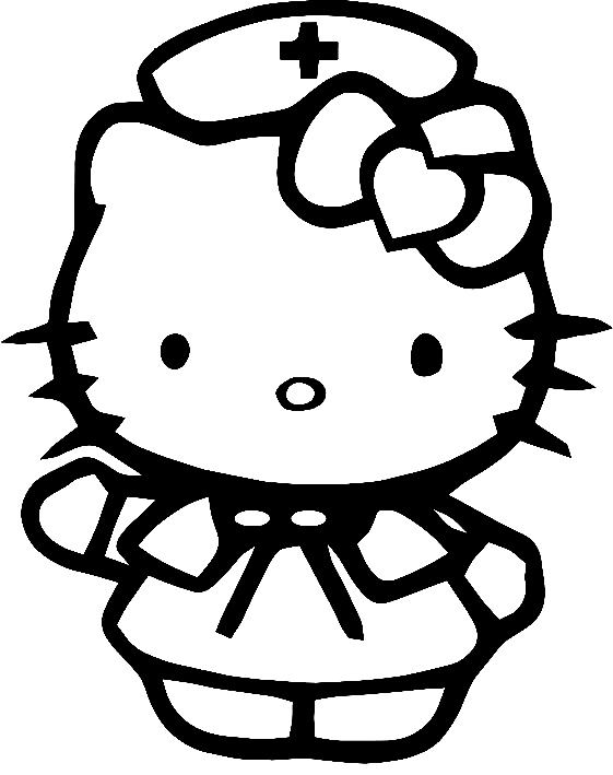 Desenho de Hello Kitty brincando de médico para colorir - Tudodesenhos