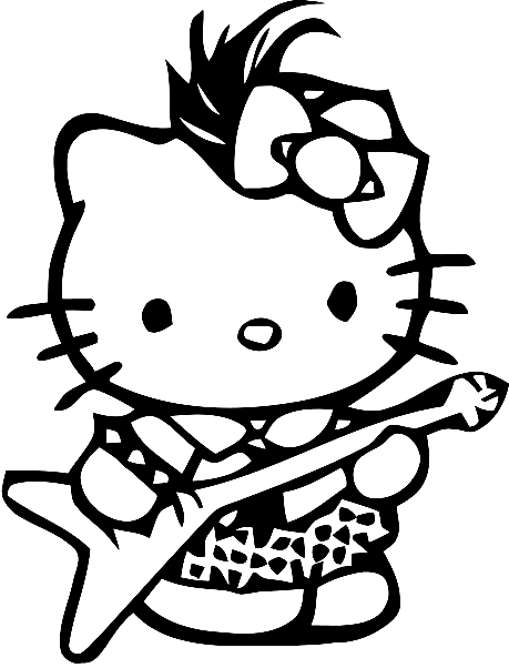 Hello Kitty Punk Rock Emo 1 Coloring Page