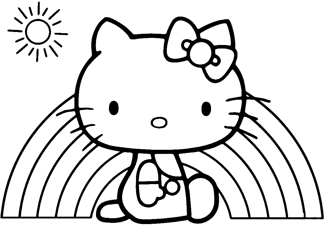 Hello Kitty Rainbow Coloring Page
