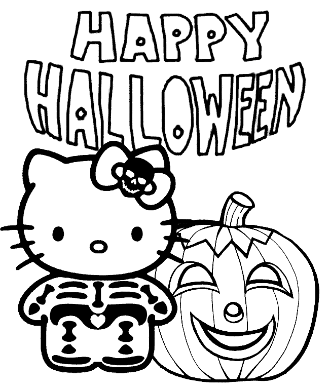 Hello Kitty skelet en pompoen Halloween van Halloween Hello Kitty