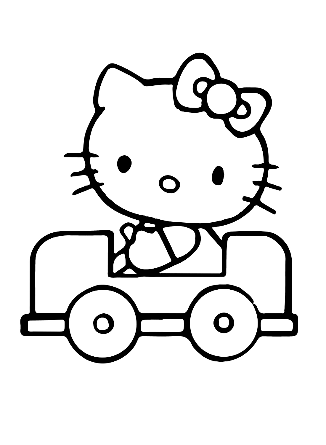 Hello Kitty Traveling In A Car Coloring Pages