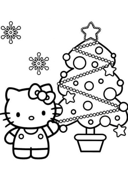 Hello Kitty Vrolijk kerstfeest kleurplaten