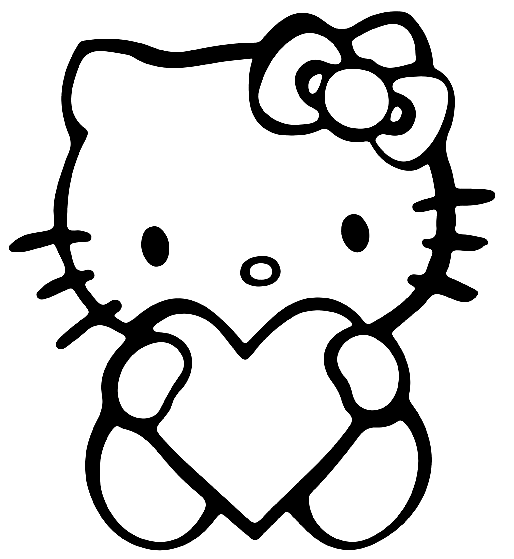 Hello Kitty with Heart Coloring Page - Free Printable Coloring Pages