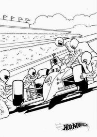 Repairing the racing car from Hot Wheels Coloring Page