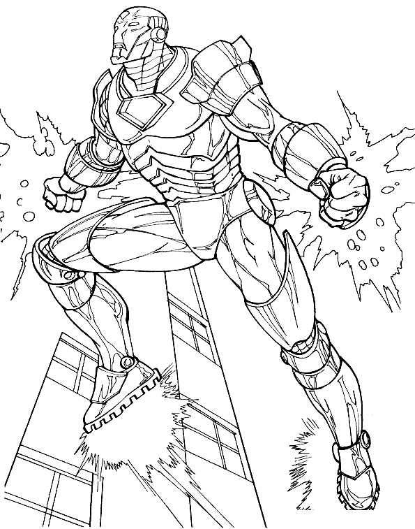 Página para colorir de super-herói fictício do Homem de Ferro