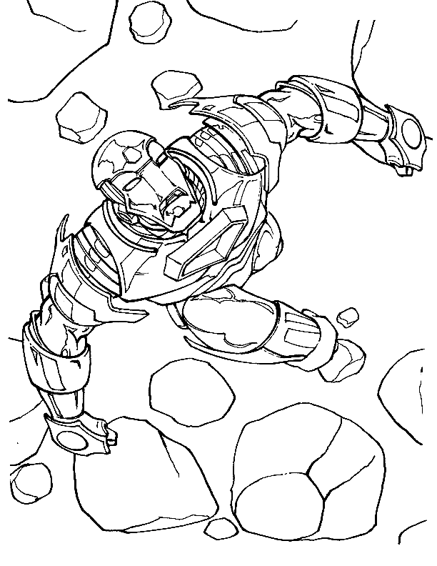 Iron man slaat op de rots van Iron man