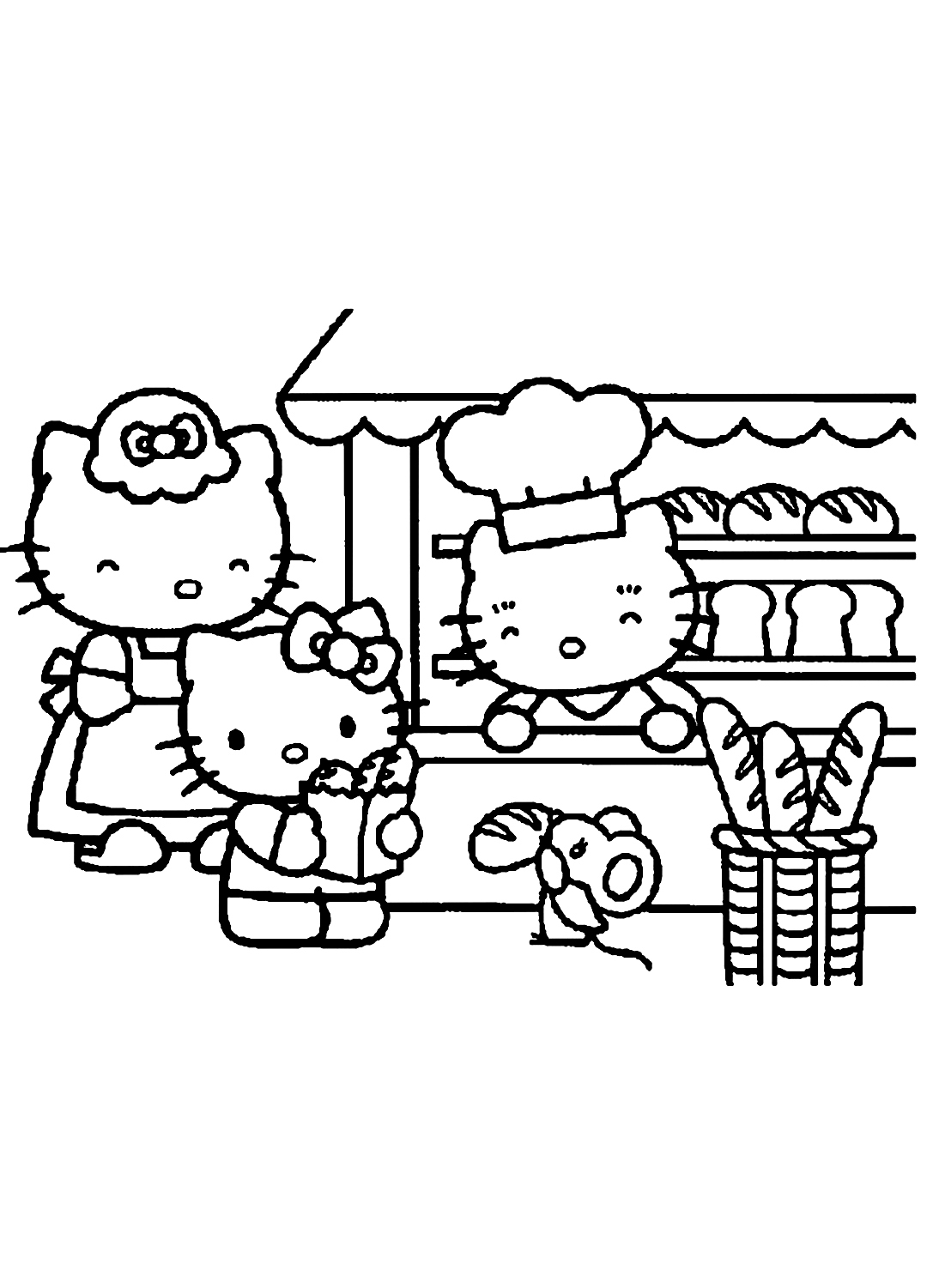 Kitty As Chef Coloring Page