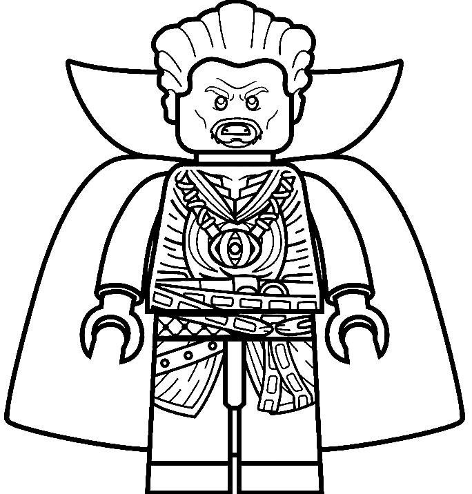 Lego Angry Doctor Strange wears his cloak Coloring Pages