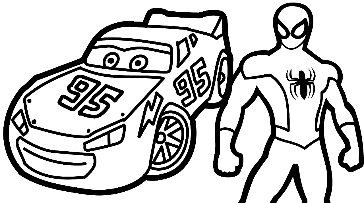Lightning Mcqueen Monster Truck And Spiderman Coloring Page