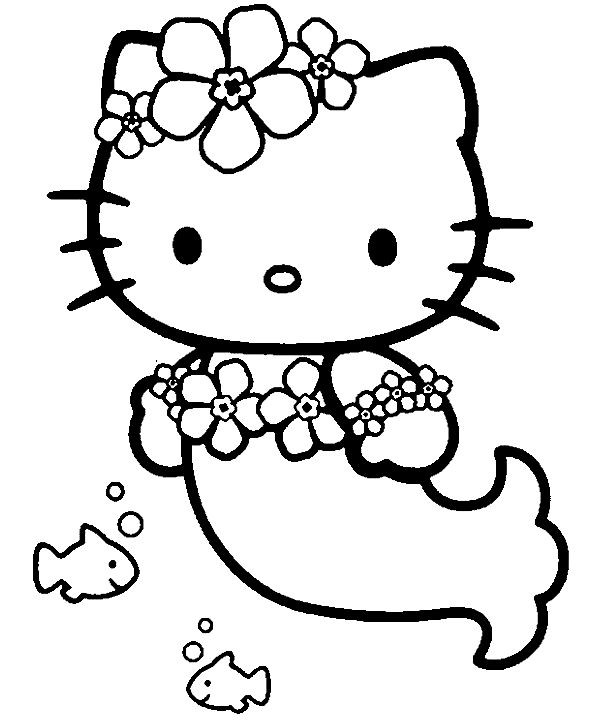 Pagina da colorare di lusso Hello Kitty sirena
