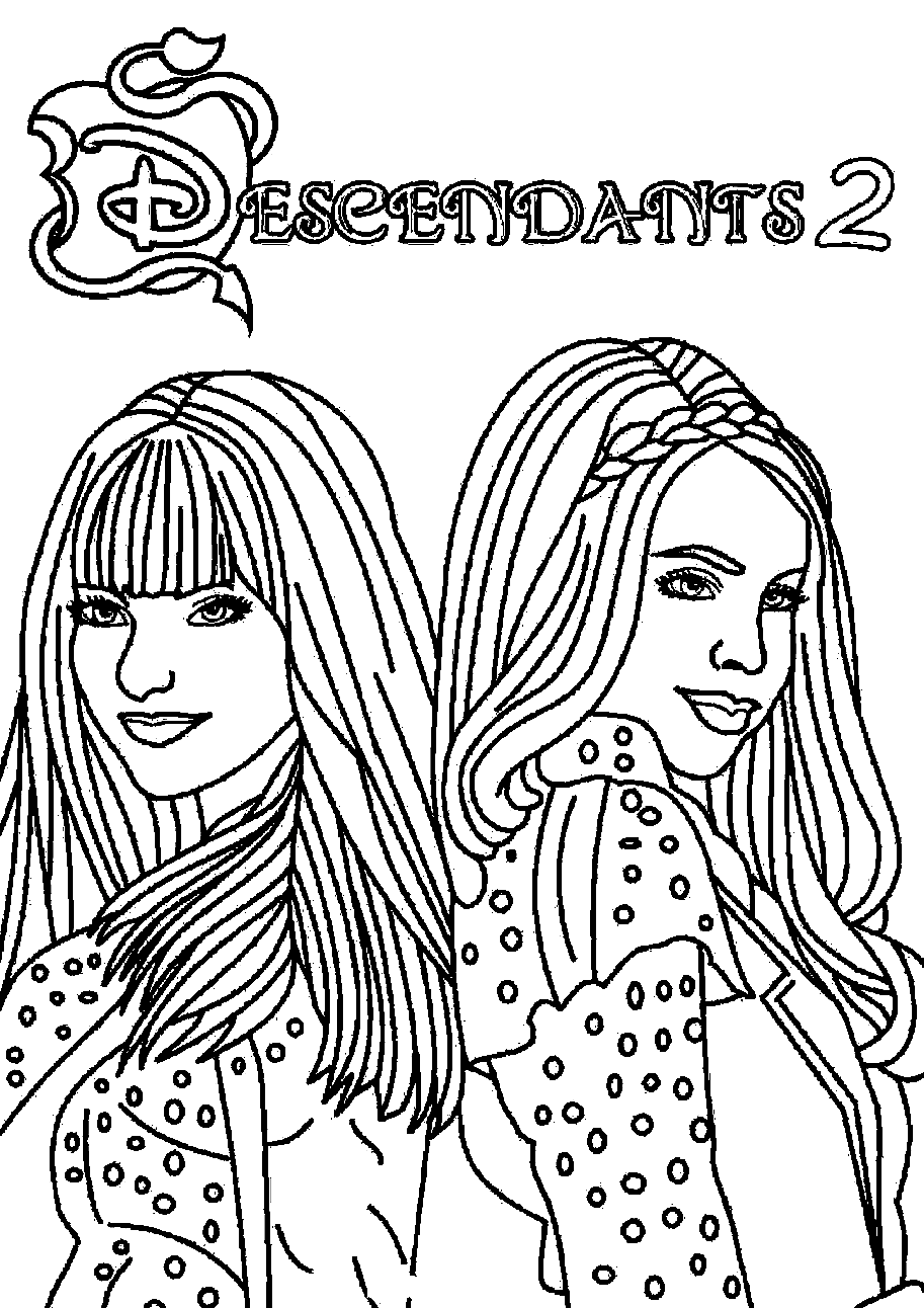 Mal and Evie from Descendants 2 Coloring Page