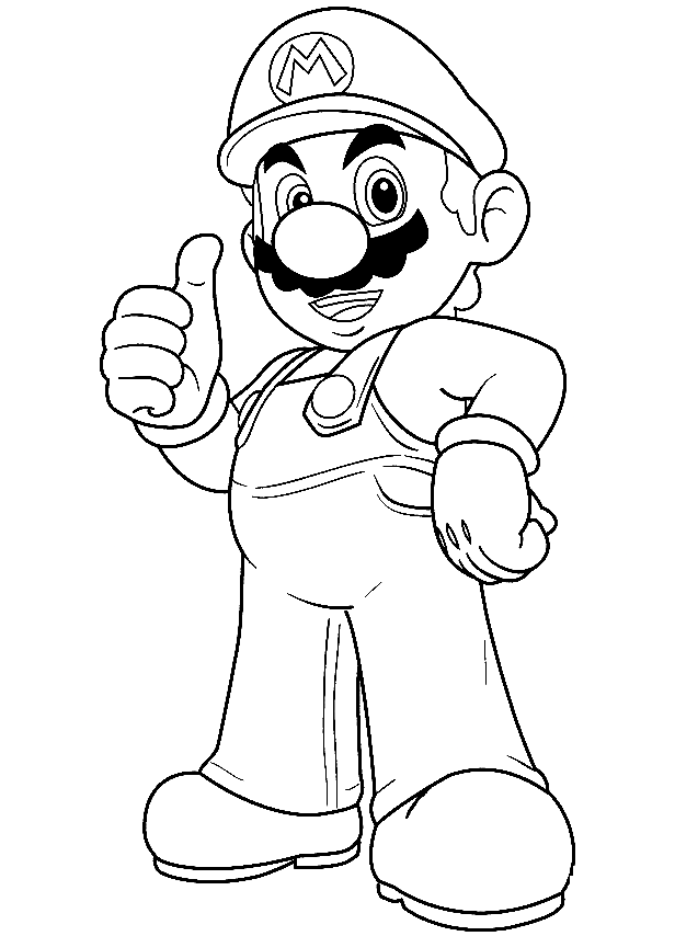 Mario ist zuversichtlich in Super Mario Bros Coloring Page