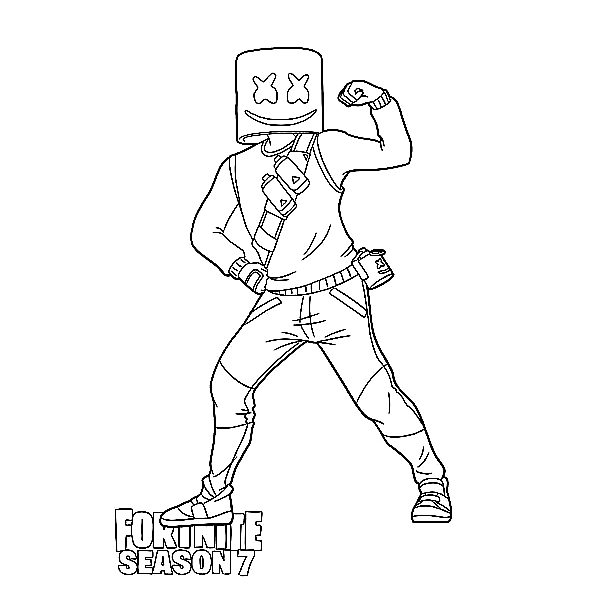 Marshmello shows his strength in Fortnite Season 7 Coloring Pages