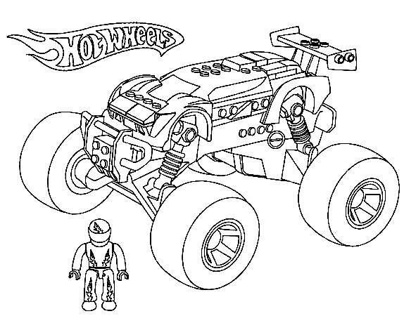 Página para colorir Monster Truck Hot Wheels 2