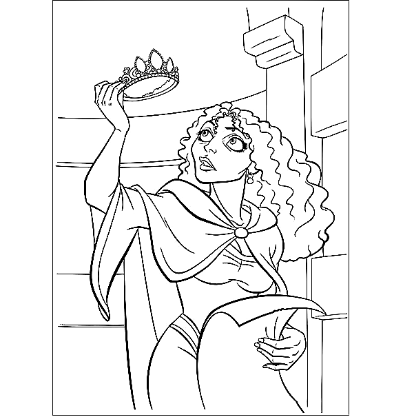 Mother Gothel gets a crown Coloring Page