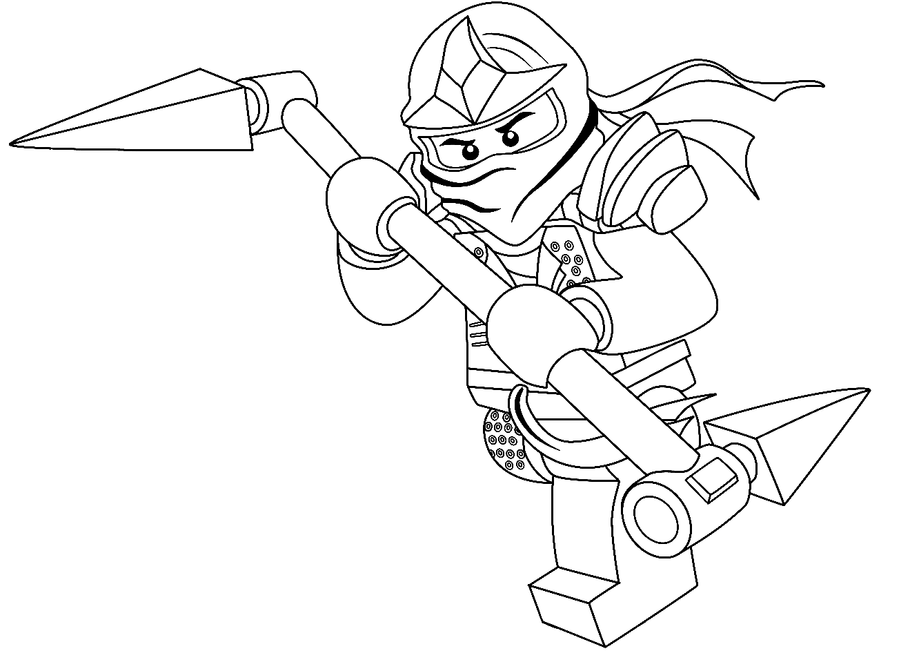 Ninjago Lloyd uses The Double-Bladed Scythe Coloring Page
