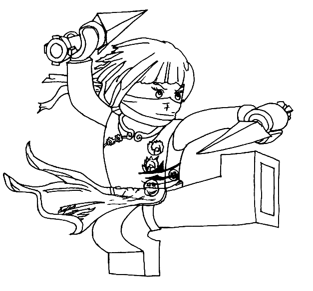 Nya from Allies Ninja uses Golden Nick Daggers in Ninjago Coloring Pages