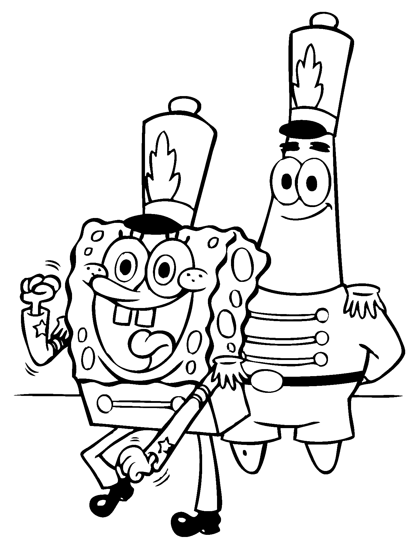 Pagina da colorare di Patrick e Spongebob