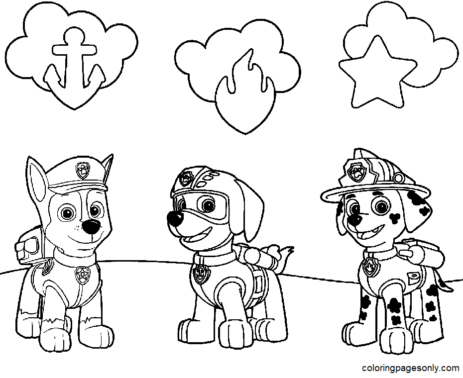 Página para colorir de emblemas da Patrulha Canina