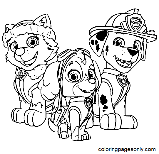 Personagens da Patrulha Canina 2 Página para Colorir