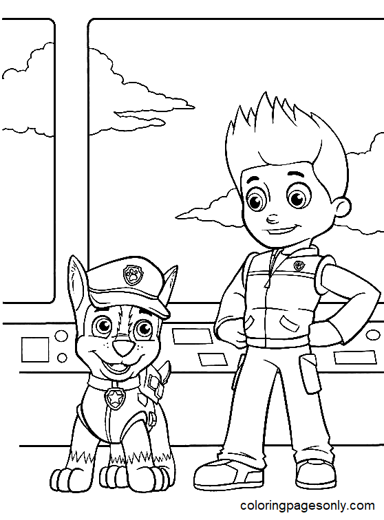 Paw Patrol Chase And Ryder Coloring Page