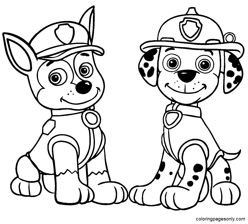 Paw Patrol Chase Und Marshall Malvorlagen Kostenlose Malvorlagen Zum 
