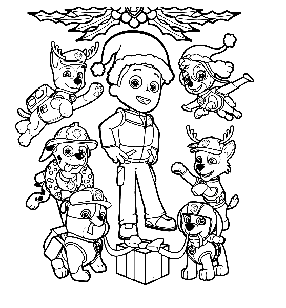 Paw Patrol Christmas Ryder Coloring Page