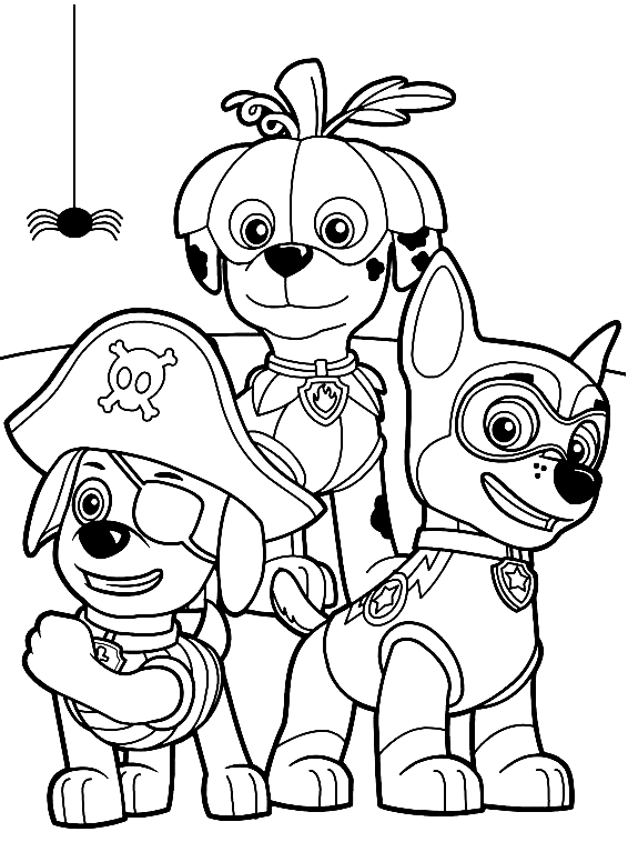 Paw Patrol Halloween Party Coloring Page