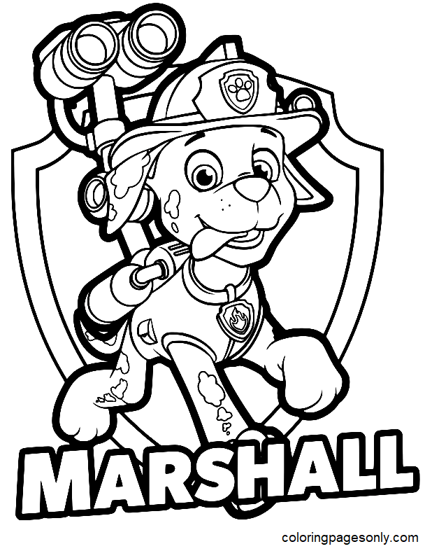 Paw Patrol Marshall-badge kleurplaat