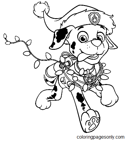 Paw Patrol Marshall Kerst Kleurplaat