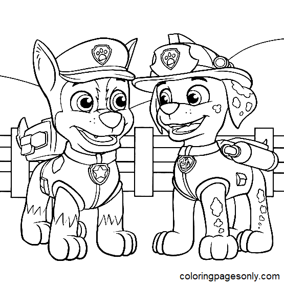 Paw Patrol Marshall Talking With Chase Coloring Page