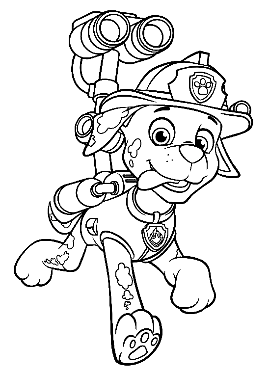 Paw Patrol Marshall With Water Cannon Coloring Page